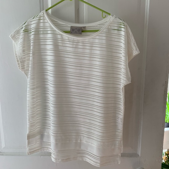 Dantelle white top with stripe detail - Picture 1 of 5